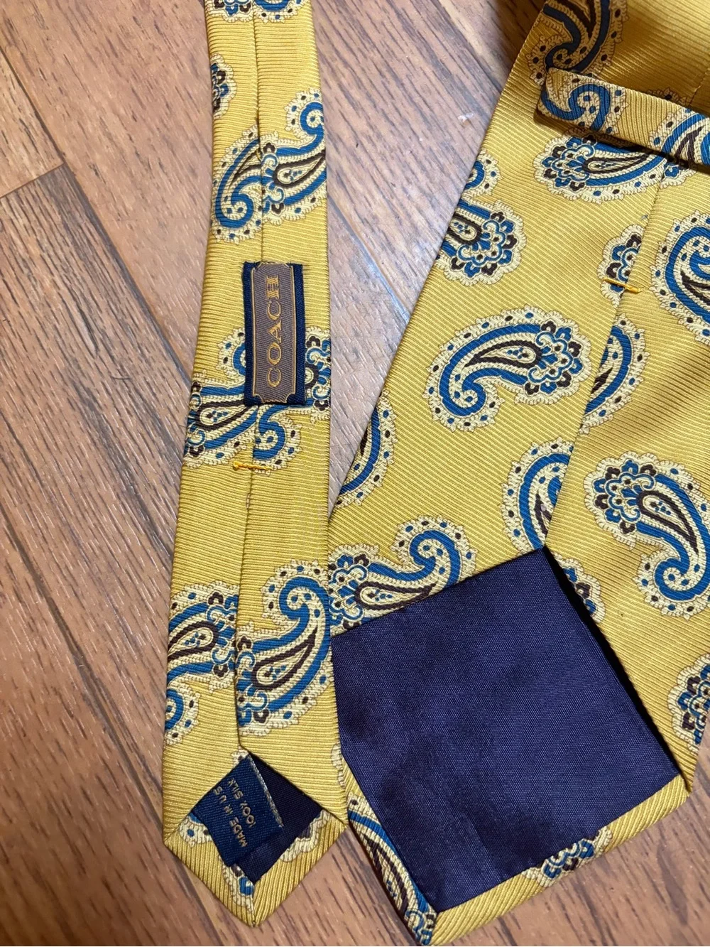 Coach Yellow Paisley Silk Tie